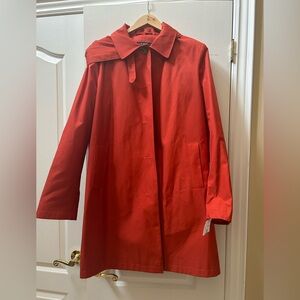 Ralph Lauren Vibrant Red Trench Coat With Removable Hood